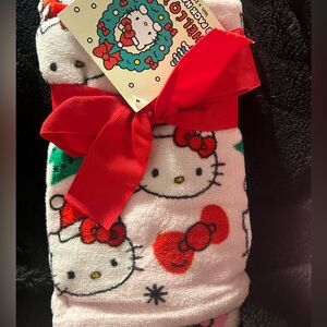 Hello Kitty Christmas Blanket with Red Bow